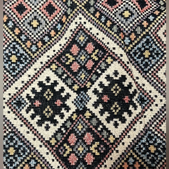 Monsoon Jacquard Mini Skirt | US 16 | Geometric Tapestry Weave Pockets Zip Back - Picture 13 of 14